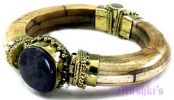 Agate Bone Dial Hinged Bangles - click here for large view