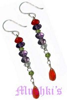 Carnelian,Amythest,Peridot Stone Earring - click here for large view