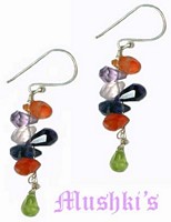 Carnelian,Peridot,Rose Quartz,Amythest Earring - click here for large view