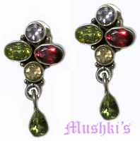 Peridot,Garnet,Topaz Stone Earring - click here for large view