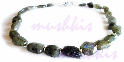 Single Row Labradorite Gem Stone Necklace - click here for large view
