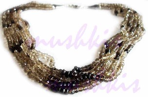 Five Row Multy faceted  Gem Stone Necklace - click here for large view