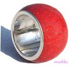 Gemstone powder enamel silver finger ring - click here for large view