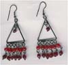Red,Garnet Beaded Wire Filigree Earring - click here for large view