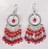 Seven Row Coral Beaded Filigree Earring - click here for large view
