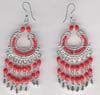 Multy Row Coral Beaded Filigree Earring - click here for large view