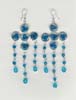 Blue,Turq Beaded Three Row Filigree Earring - click here for large view