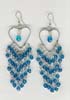 Multy Row Blue Beaded Heart Filigree Earring - click here for large view