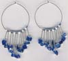 Multy Row Blue Uncut Beaded Hoop Earring - click here for large view