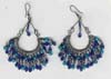 Multy Row Blue,Turq Beaded Filigree Earring - click here for large view