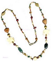 Multi Bone Agate Long Necklace - click here for large view