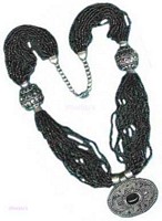 Black Seed Beaded  Long Necklace - click here for large view