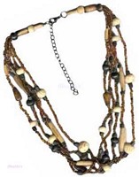 Five Row Seed Beaded Bone Necklace - click here for large view