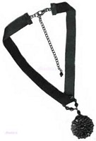 Single Row Black Pendent Strip Necklace - click here for large view