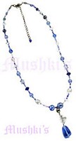 Tonal Blue Beaded Necklace - click here for large view