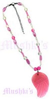 Pink Beaded Pendant  Necklace - click here for large view