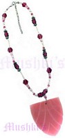 Pink ,Red Beaded Pendant Necklace - click here for large view