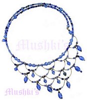Blue Beaded Coil Choker - click here for large view
