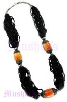 Black Seed Beaded Multy Row Necklace - click here for large view