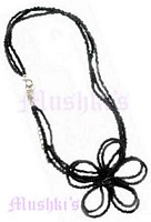 Three Row Black Seed Beaded Necklace - click here for large view