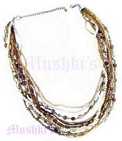 Multy Row Glass Seed Beaded Necklace - click here for large view