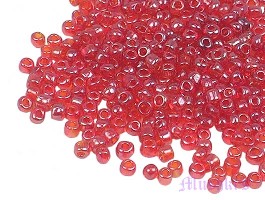 Red luster Indian glass seed bead - click here for large view