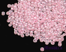 Pink inside Indian glass seed bead - click here for large view