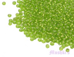Olivine plain transparent Indian glass seed bead - click here for large view