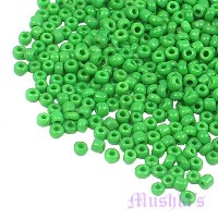 Green plain opaque Indian glass seed bead - click here for large view