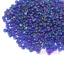 Blue Rainbow Indian glass seed bead - click here for large view