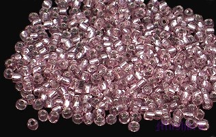 Amethyst silver-line Indian glass seed bead - click here for large view